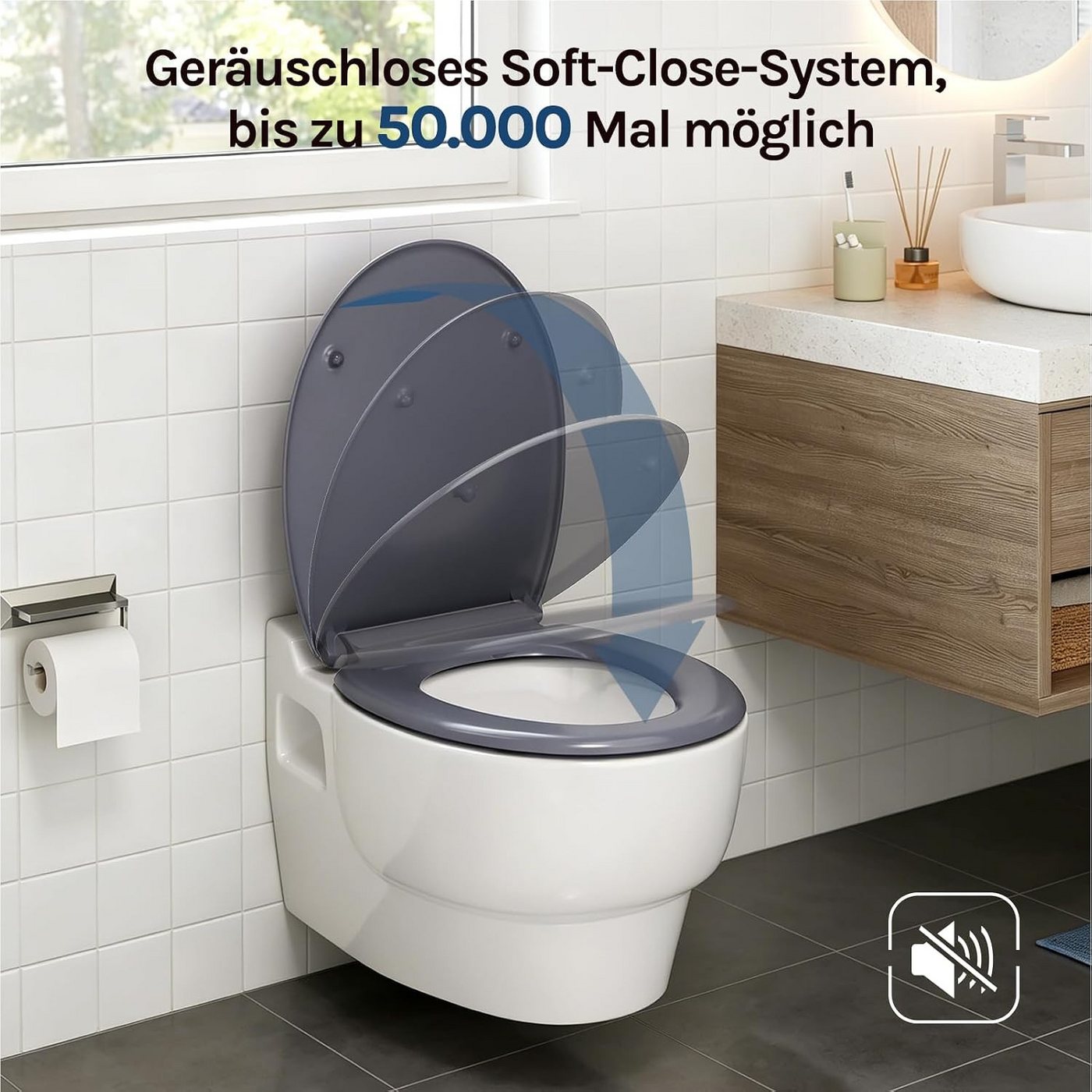 Woltu WC-Sitz (1-St), mit Absenkautomatik Softclose mit Quick Release – Bild 4 von 5