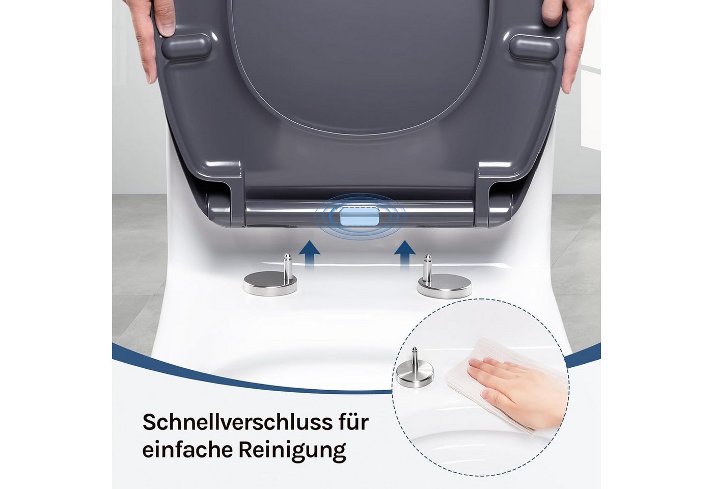 Woltu WC-Sitz (1-St), mit Absenkautomatik Softclose mit Quick Release – Bild 5 von 5