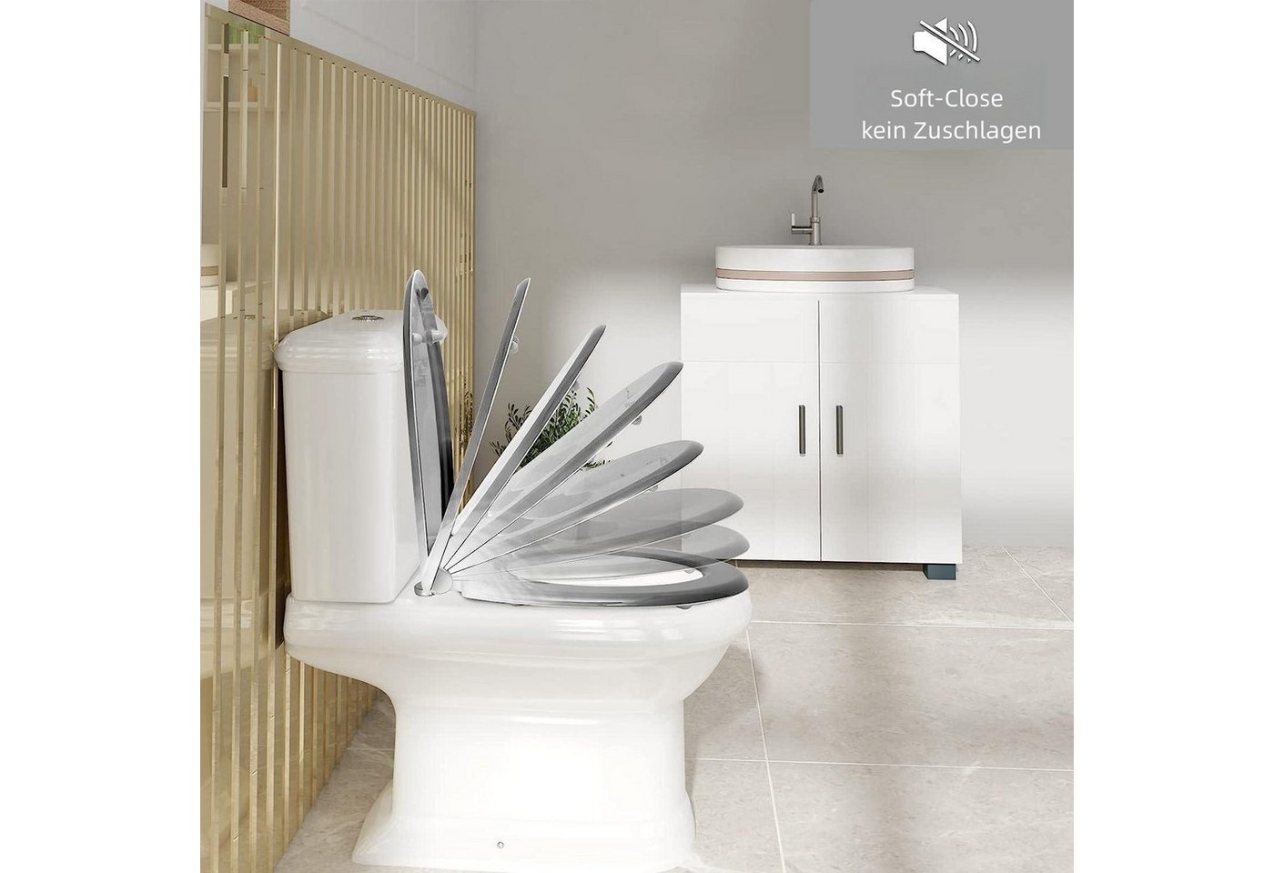Woltu WC-Sitz (1-St), Duroplast mit Absenkautomatik und Schnellbefestigung – Bild 4 von 5