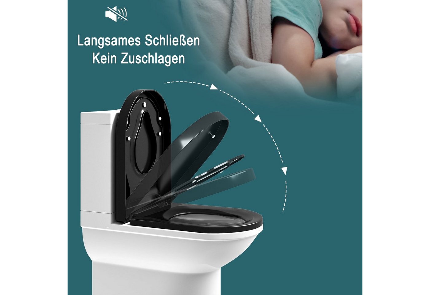 Woltu WC-Sitz (1-St), mit Kindersitz, Familie Klodeckel mit Absenkautomatik – Bild 4 von 5