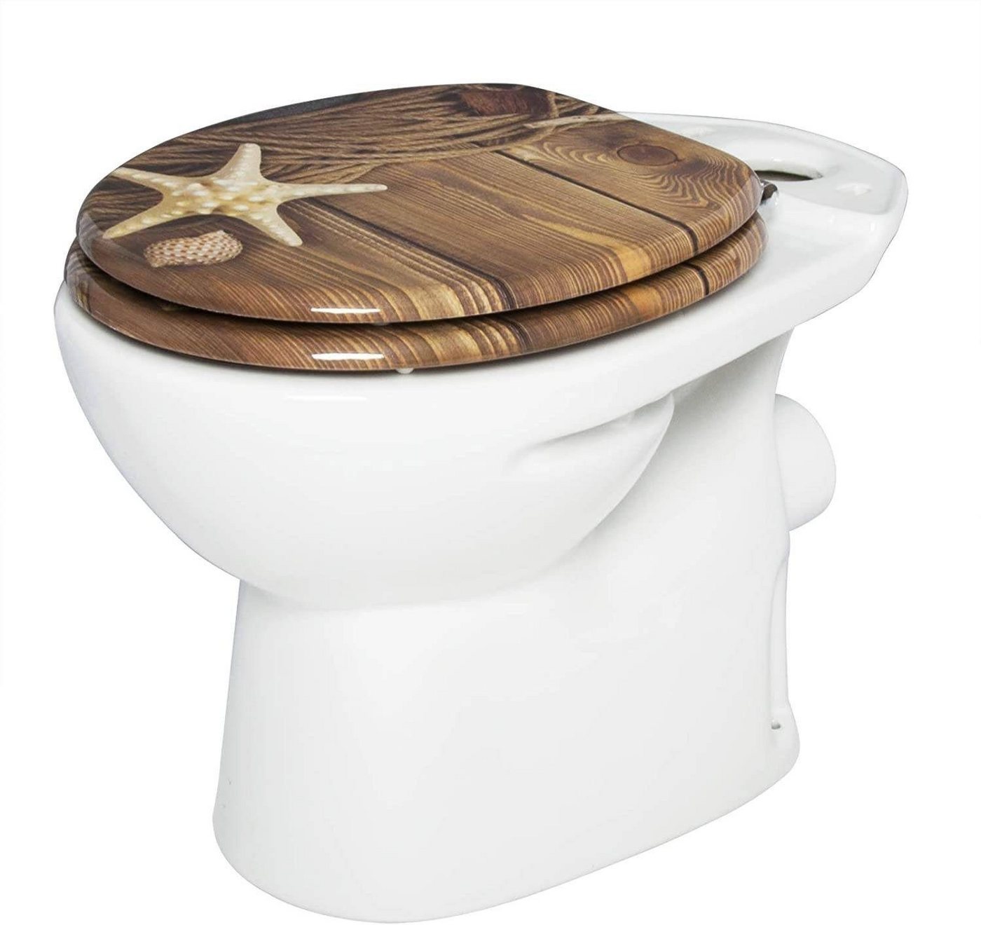 Woltu WC-Sitz (1-St), Toilettensitz MDF mit Absenkautomatik Maritime II – Bild 5 von 5