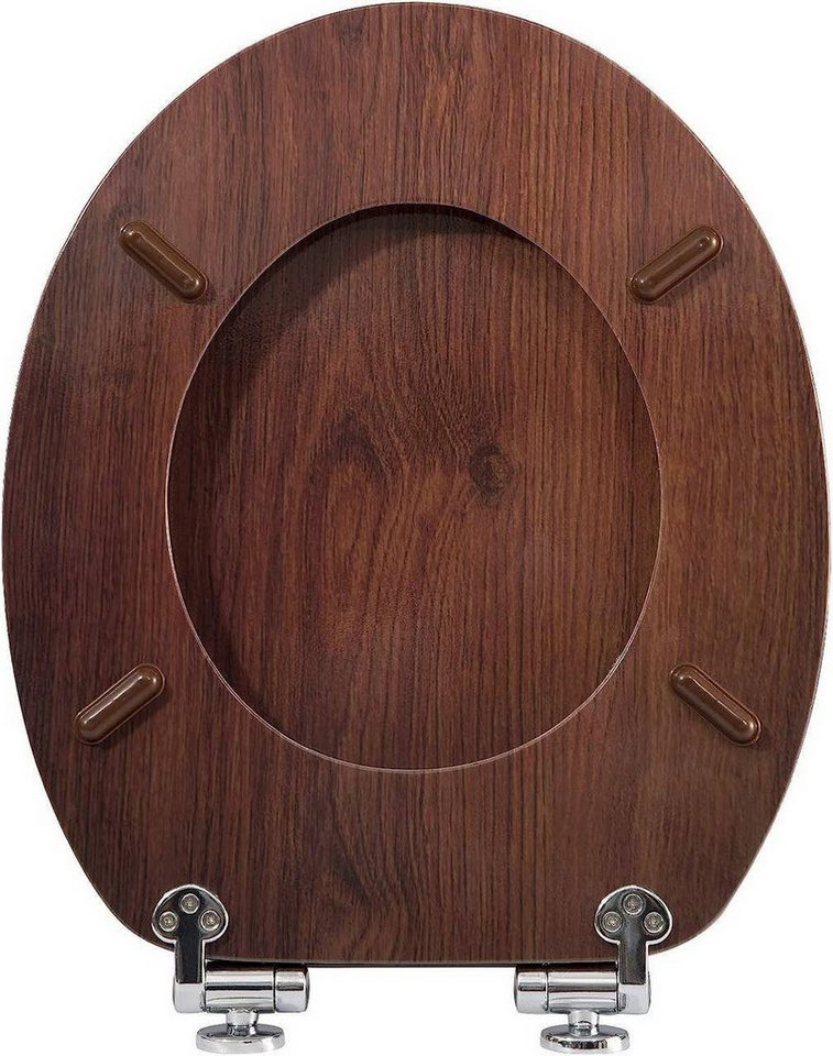 Woltu WC-Sitz (1-St), Toilettensitz mit Absenkautomatik Holz dunkelbuche – Bild 4 von 5
