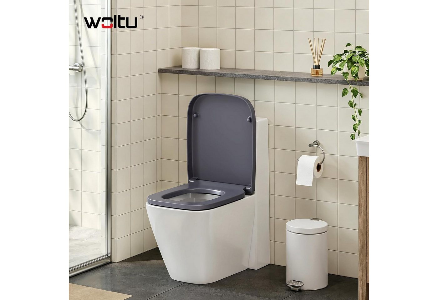 Woltu WC-Sitz (1-St), mit Absenkautomatik Duroplast Softclose Antibakterielle – Bild 2 von 5