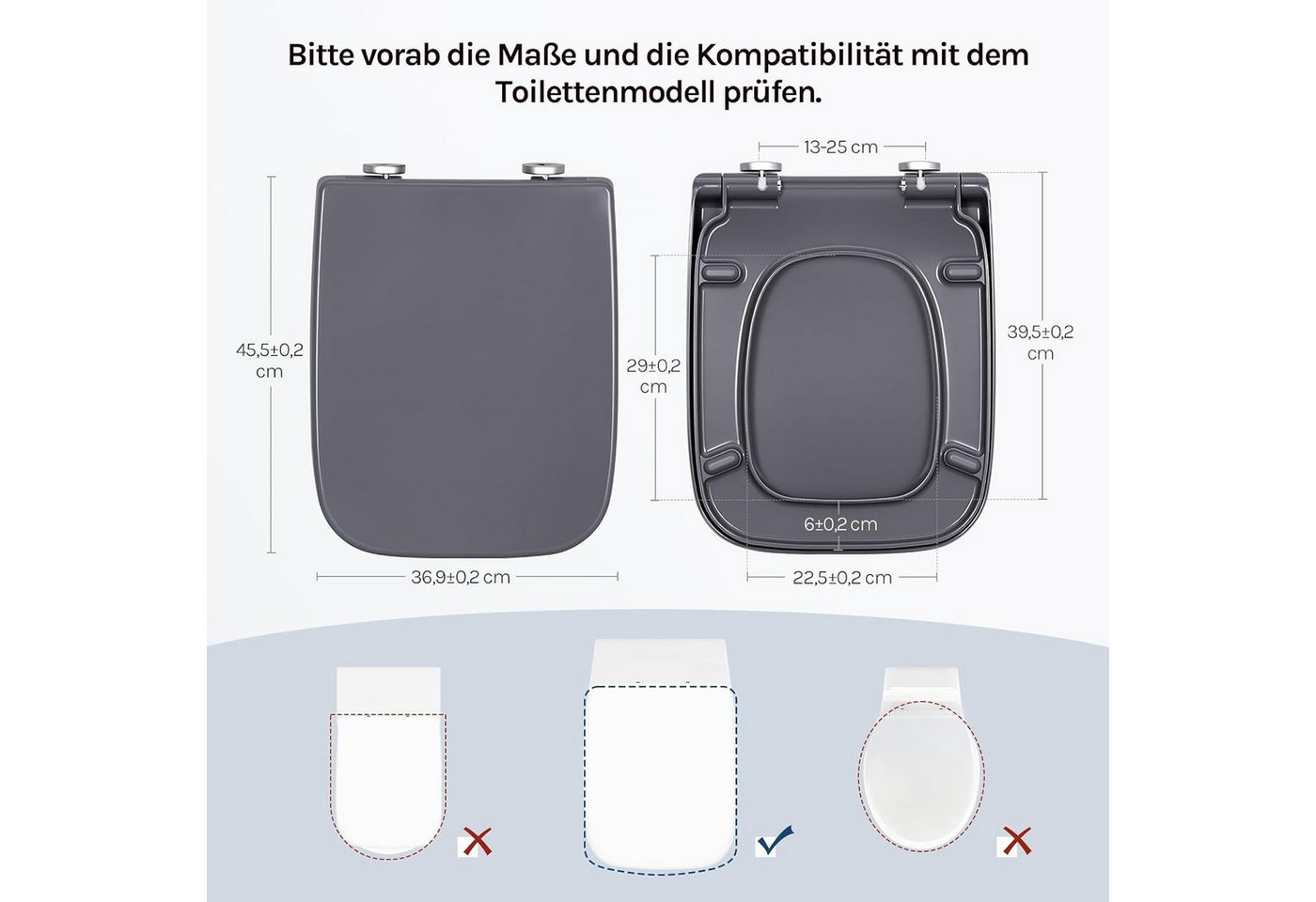 Woltu WC-Sitz (1-St), mit Absenkautomatik Duroplast Softclose Antibakterielle – Bild 3 von 5