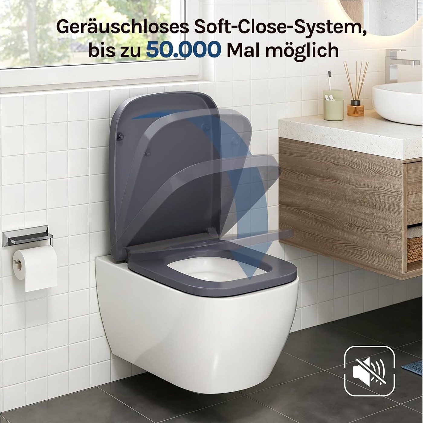 Woltu WC-Sitz (1-St), mit Absenkautomatik Duroplast Softclose Antibakterielle – Bild 4 von 5