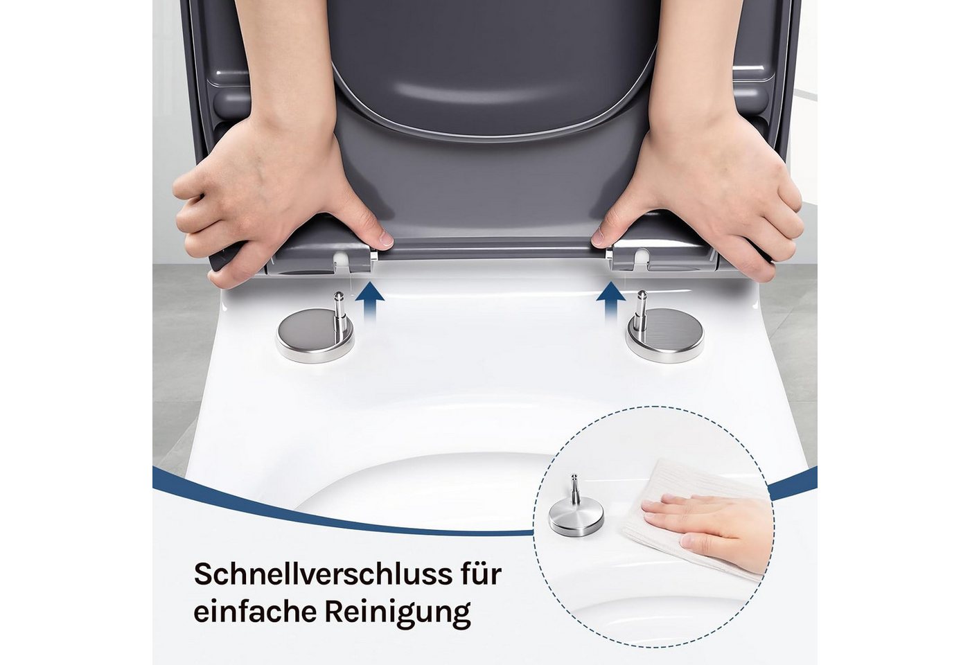 Woltu WC-Sitz (1-St), mit Absenkautomatik Duroplast Softclose Antibakterielle – Bild 5 von 5