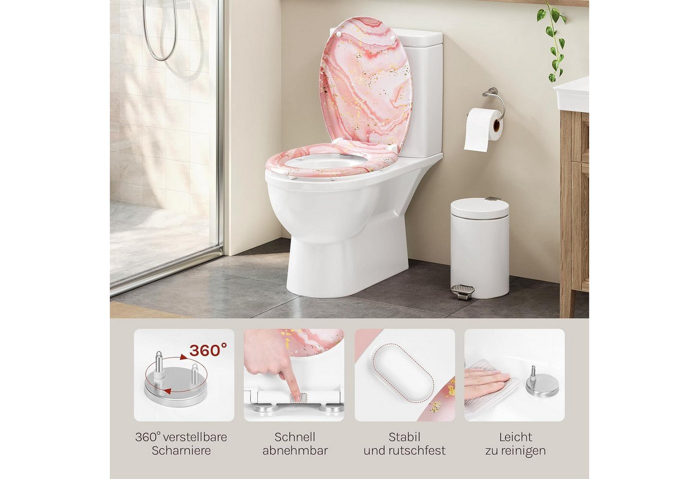 Woltu WC-Sitz (1-St), mit Absenkautomatik Softclose mit Quick Release – Bild 5 von 5