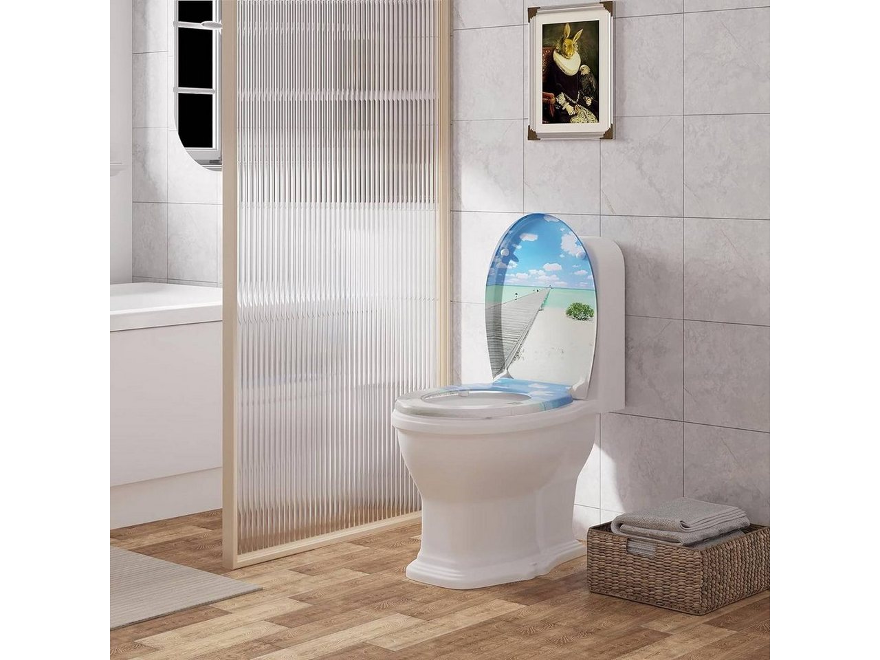 Woltu WC-Sitz (1-St), Klodeckel softclose, Quick-Release abnehmbar – Bild 4 von 5