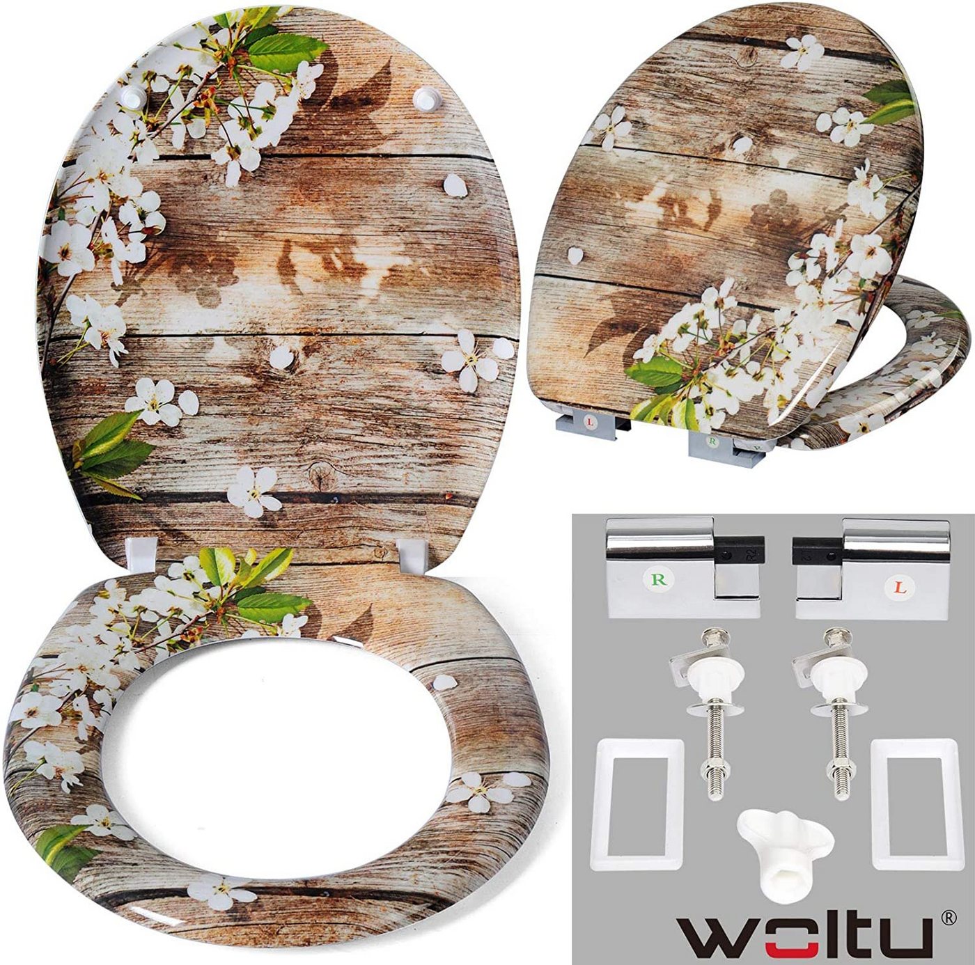 Woltu WC-Sitz (1-St), mit Absenkautomatik, Duroplast, Softclose Scharnier – Bild 2 von 5