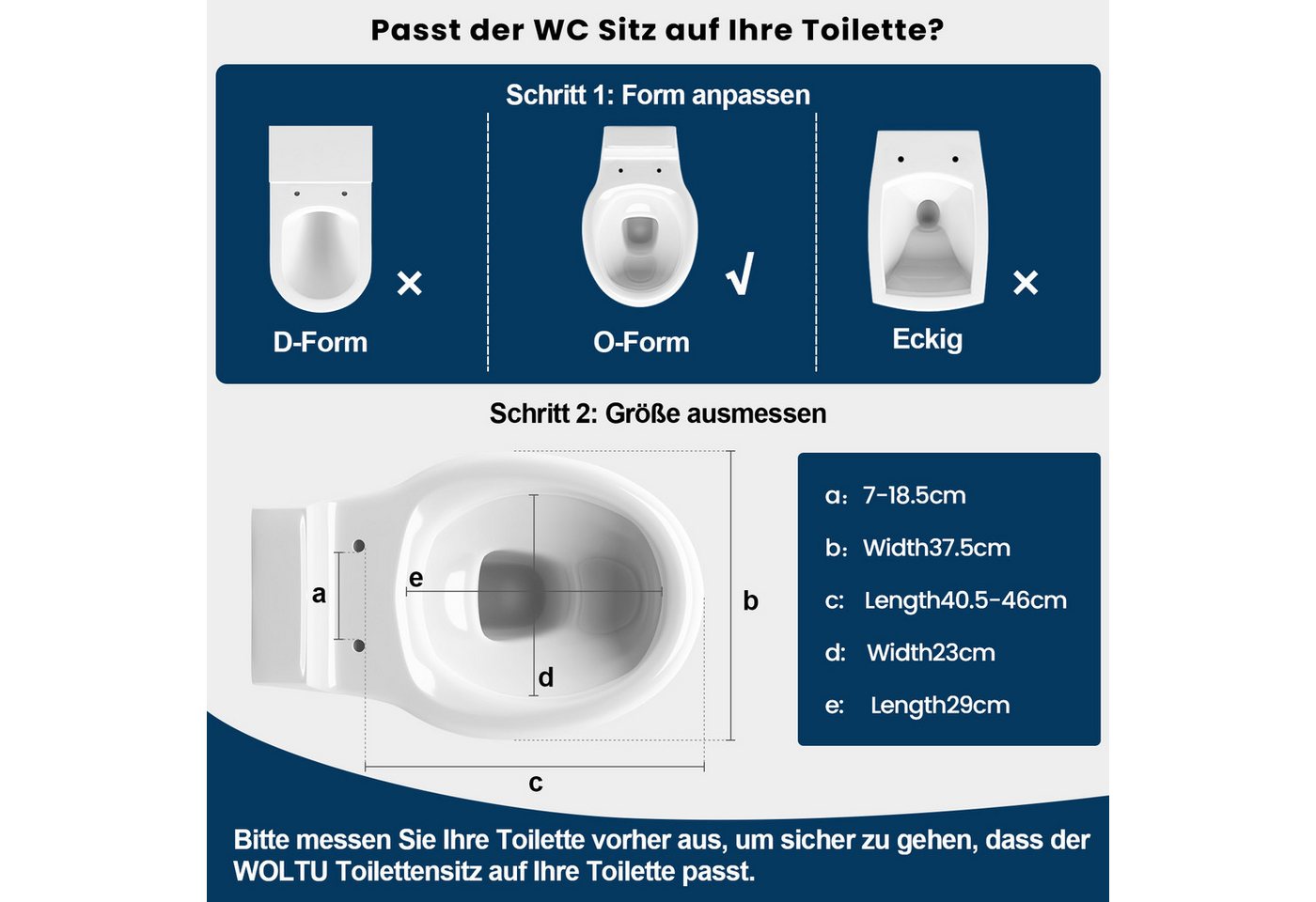 Woltu WC-Sitz (1-St), mit Absenkautomatik Duroplast Softclose Antibakterielle – Bild 3 von 5