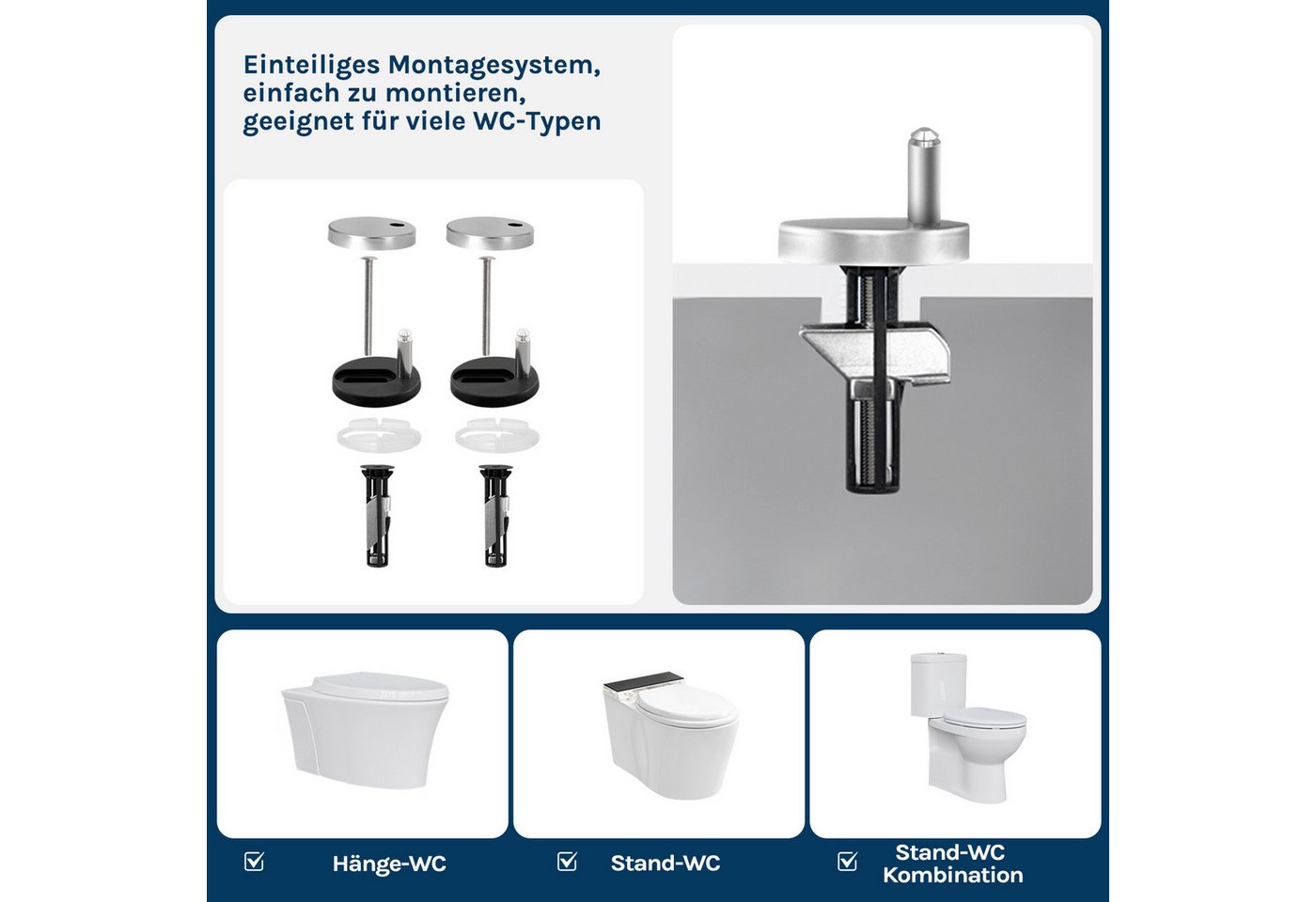 Woltu WC-Sitz (1-St), mit Absenkautomatik Duroplast Softclose Antibakterielle – Bild 5 von 5