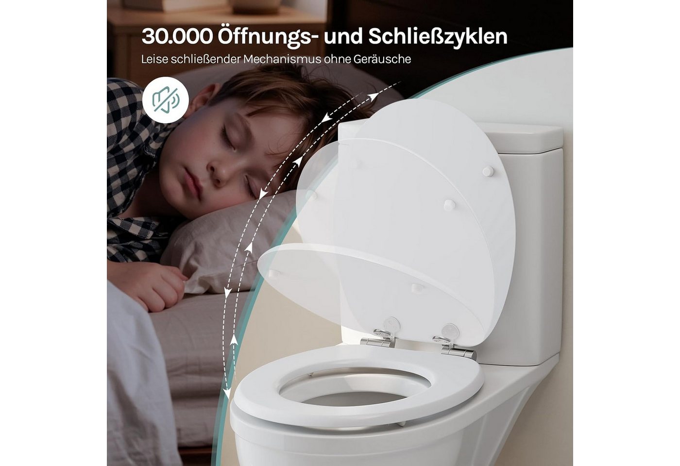 Woltu WC-Sitz (1-St), oilettendeckel mit Absenkautomatik, WC Sitz O-Form aus MDF – Bild 4 von 5