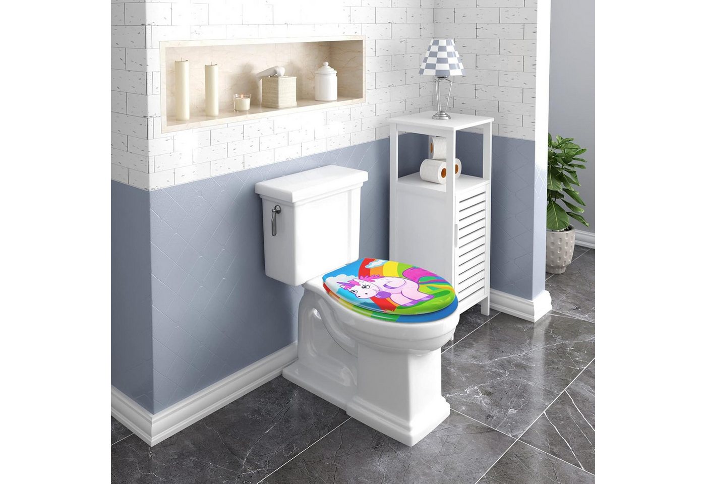 Woltu WC-Sitz (1-St), WC-Sitz Duroplast Füße Grün mit Absenkautomatik – Bild 4 von 5