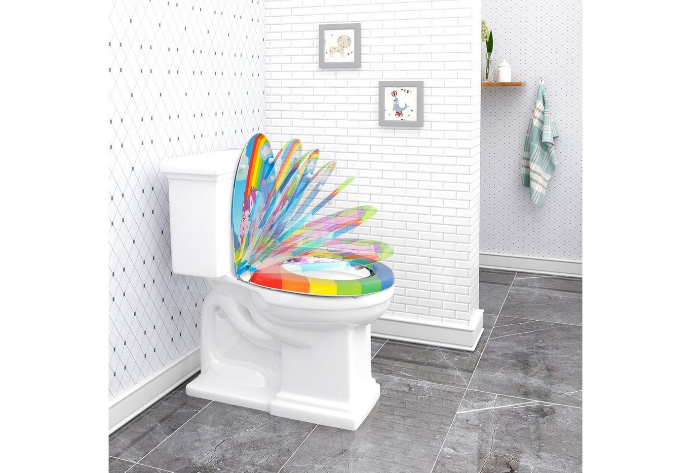 Woltu WC-Sitz (1-St), WC-Sitz Duroplast Füße Grün mit Absenkautomatik – Bild 5 von 5