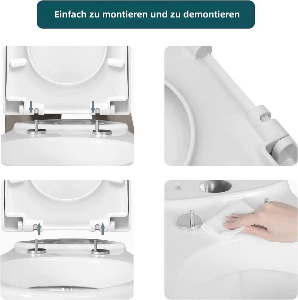 Woltu WC-Sitz, Klodeckel Wc Sitz, Kunststoff, Fast Fix, Weiß – Bild 4 von 5