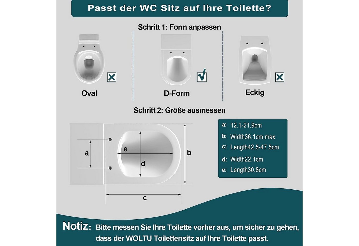 Woltu WC-Sitz, Klodeckel Wc Sitz, Kunststoff, Fast Fix, Weiß – Bild 5 von 5
