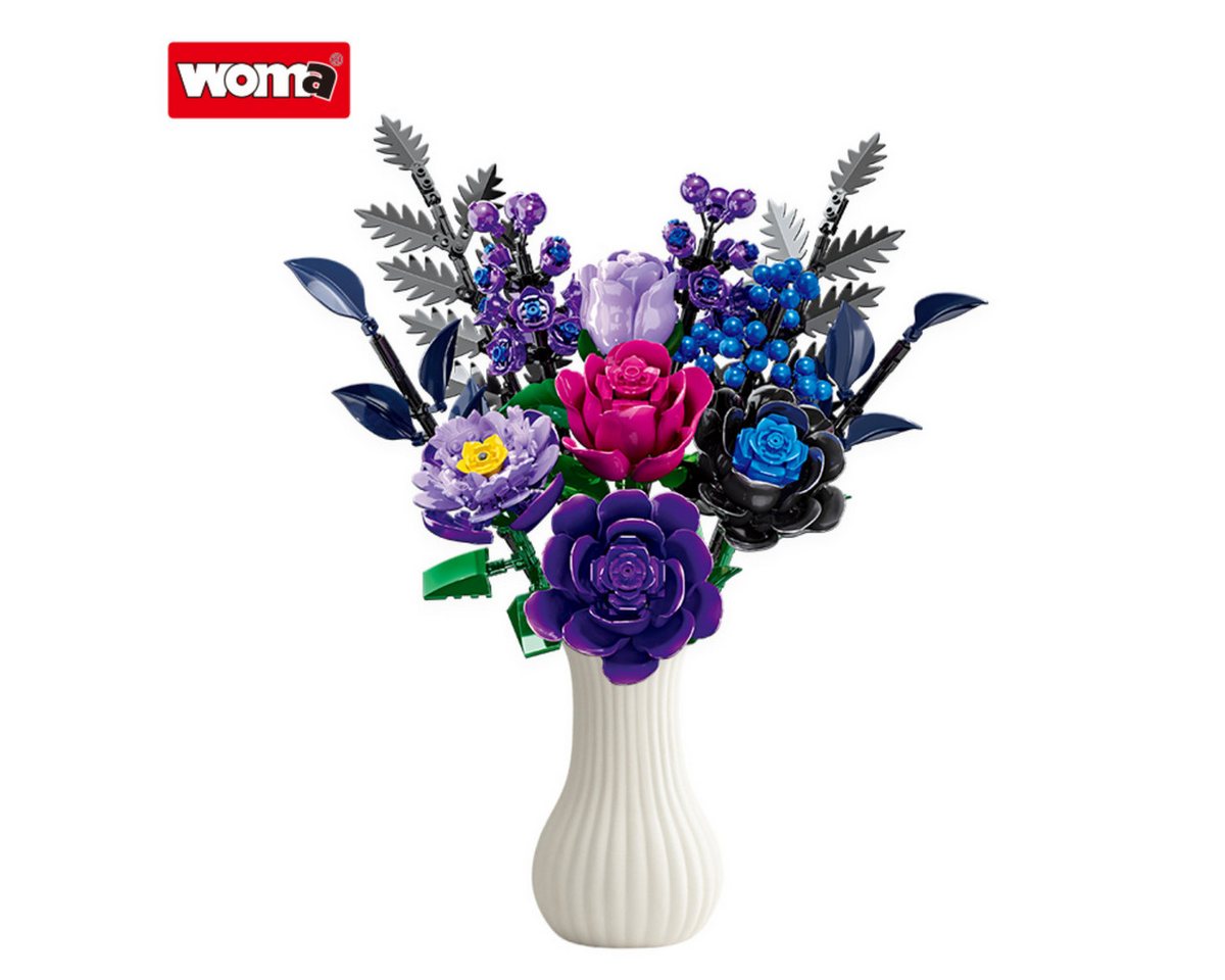 Woma W11542 Spielbausteine, (Klemmbausteinset, 759 St., Klemmbaustein Rosenstrauß Modell), Eleganter Rosenstrauß mit dekorativer Blumenoptik – Bild 2 von 5