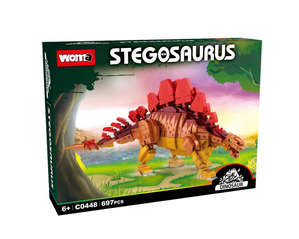 Woma WC0448 Spielbausteine, (Klemmbausteinset, 697 St., Klemmbaustein Stegosaurus Modell), Detailreicher Stegosaurus mit realistischer Körperform – Bild 5 von 5