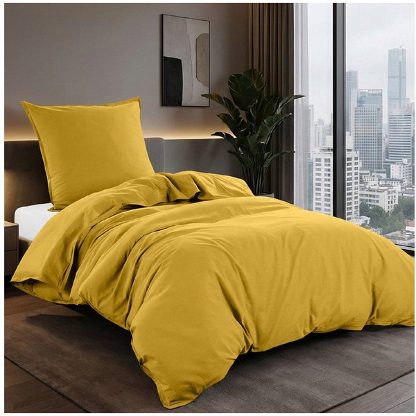 wometo Bettwäsche Stone Washed 155x220 Renforcé, Baumwolle, 2 teilig, OEKO-TEX®, 100% Baumwolle, Bettwäsche im Knitterlook mit Stehsaum