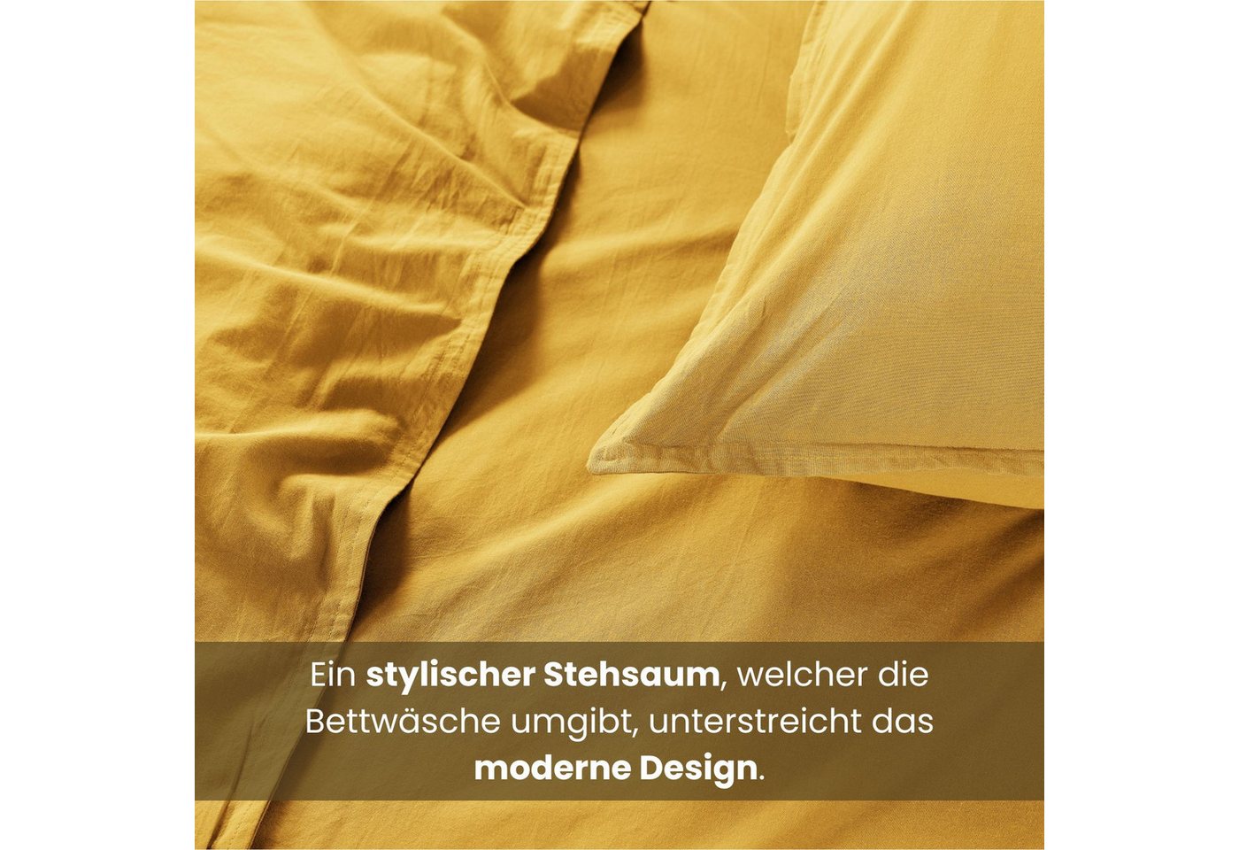 wometo Bettwäsche Stone Washed 155x220 Renforcé, Baumwolle, 2 teilig, OEKO-TEX®, 100% Baumwolle, Bettwäsche im Knitterlook mit Stehsaum – Bild 3 von 5