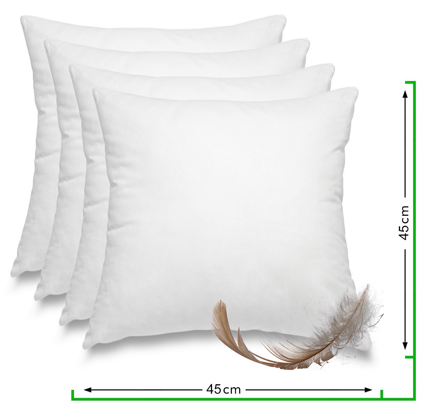 wometo Federkissen 4er Pack, 45x45 cm, Füllung: Federn, Bezug: Baumwolle, 4er Set, OEKO-TEX®, Kissenfüllung Bezug Baumwolle & 100% Federn – Bild 2 von 5