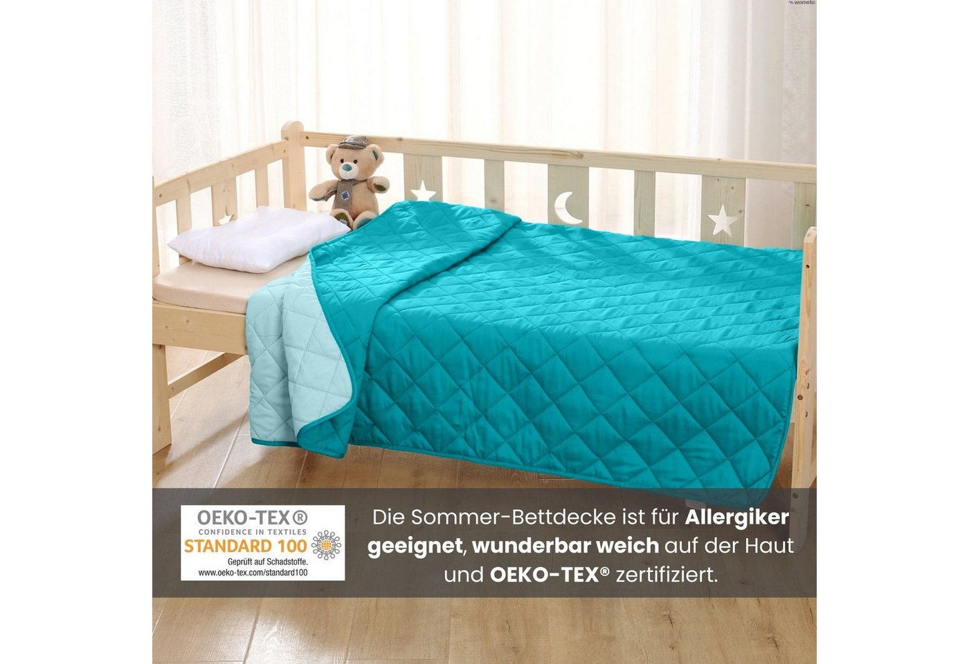 wometo Microfaserbettdecke Camping, 3 Deckengrößen, OEKO-TEX®, leichte Zudecke / gesteppte Bettdecke für Sommer – Bild 3 von 5