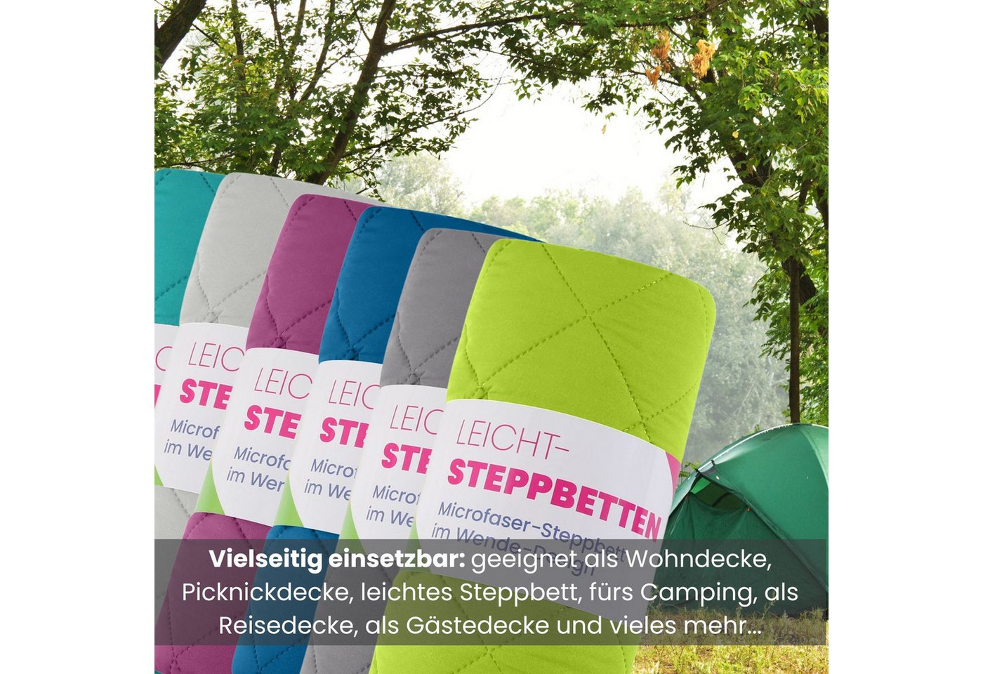 wometo Microfaserbettdecke Camping, 3 Deckengrößen, OEKO-TEX®, leichte Zudecke / gesteppte Bettdecke für Sommer – Bild 5 von 5