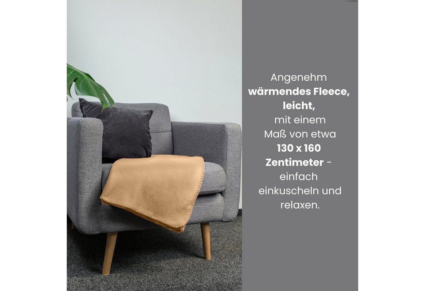 Wohndecke Polar-Fleece, wometo, OEKO-TEX®, 2 Fleecedecken mit Kettel-Rand & Anti-Pilling – Bild 2 von 5