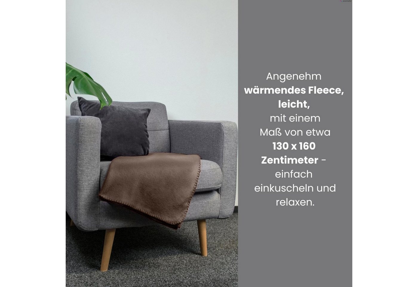 Wohndecke Polar-Fleece, wometo, OEKO-TEX®, 3 Fleecedecken mit Kettel-Rand & Anti-Pilling – Bild 2 von 5