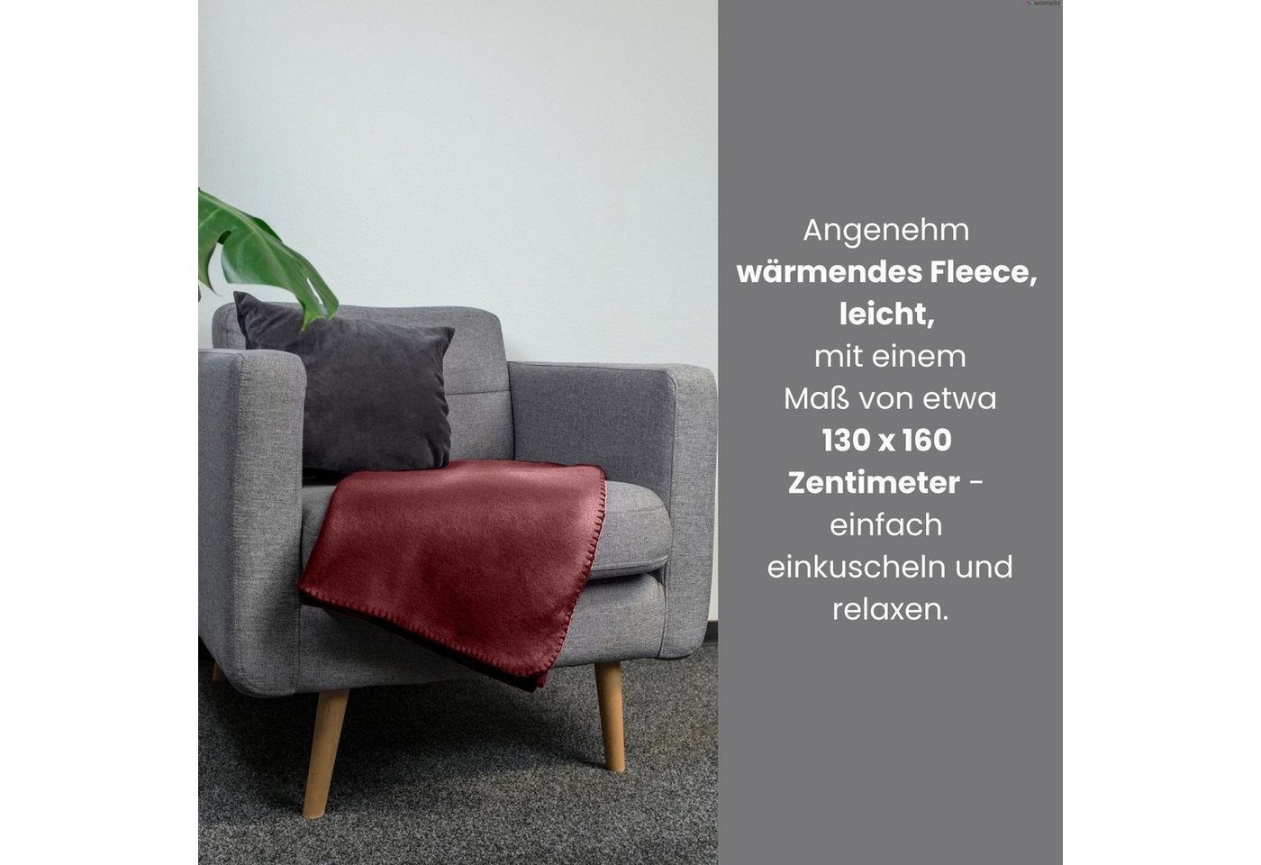 Wohndecke Polar-Fleece, wometo, OEKO-TEX®, 2 Fleecedecken mit Kettel-Rand & Anti-Pilling – Bild 2 von 5