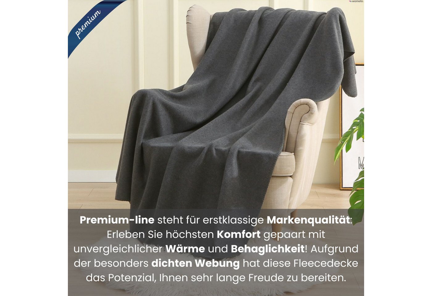 Wohndecke Premium-Fleecedecke in 2 Größe, extra dick, wometo, OEKO-TEX®, extra dick, Qualitäts-Kettelrand & Anti-Pilling – Bild 5 von 5