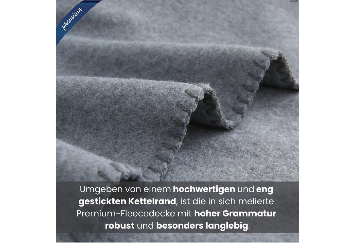 Wohndecke Premium-Fleecedecke in 2 Größen, extra dick, wometo, OEKO-TEX®, extra dick, Qualitäts-Kettelrand & Anti-Pilling – Bild 4 von 5