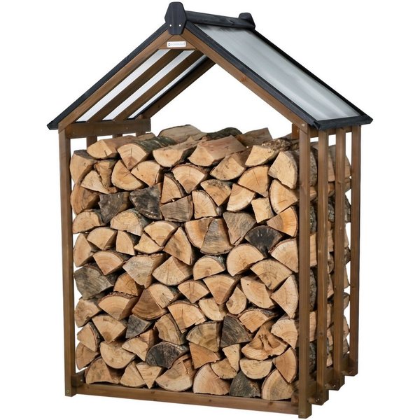 WONDERMAKE Kaminholzregal Holz mit Dach außen Brennholzregal Feuerholzregal Kaminholzunterstand, BxTxH:110x75x150 cm, Holzlager-Regal Kaminholzlager Brennholzla