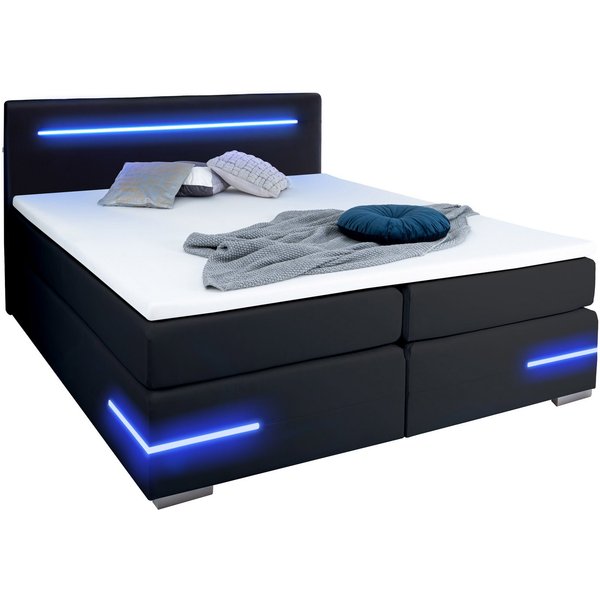 wonello Boxbett Lennox, mit Matratzen, Topper, LED-Beleuchtung und 2x USB-Anschluss