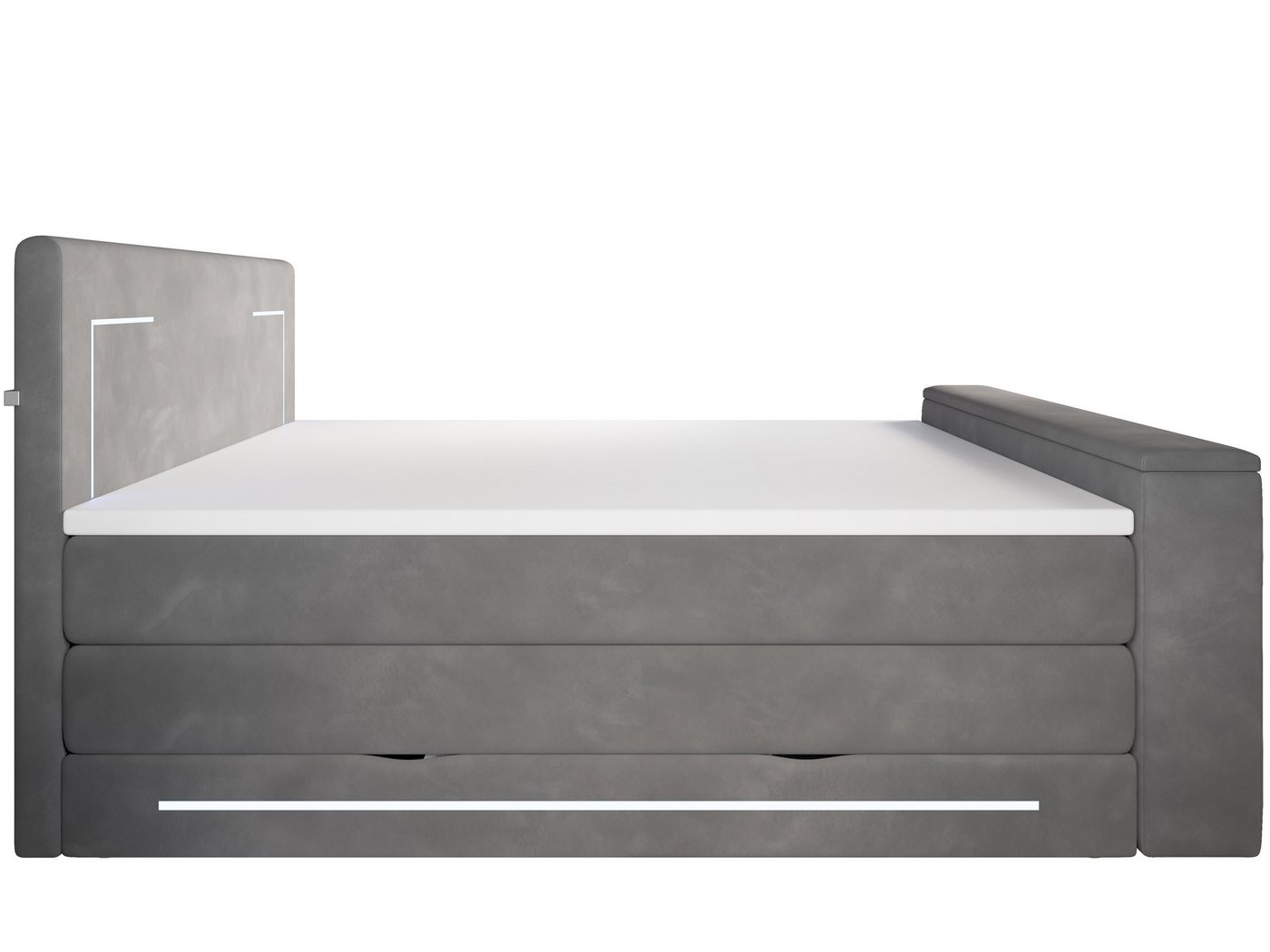 wonello Boxspringbett Monaco mit TV-Lift, mit Bettkasten, Matratzen und Topper, mit LED-Beleuchtung, Samt – Bild 3 von 5