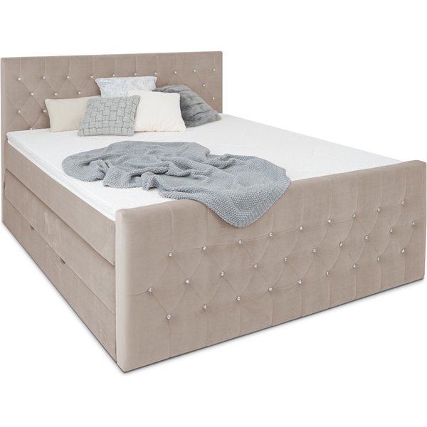 wonello Boxspringbett Sira, mit Bettkasten, Matratzen und wonello premium Topper, Samt + Kristalle