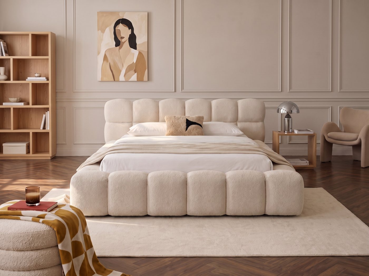 wonello Polsterbett Mira (das Original), Bett mit Bettkasten und Lattenrost – eleganter Boucle-Stoff – Bild 3 von 5