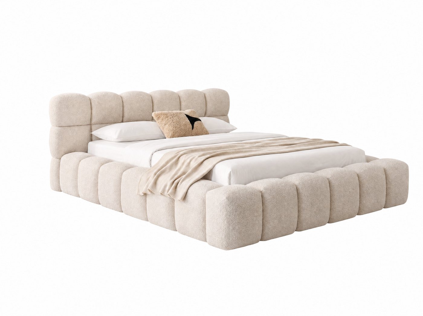 wonello Polsterbett Mira (das Original), Bett mit Bettkasten und Lattenrost – eleganter Boucle-Stoff – Bild 4 von 5
