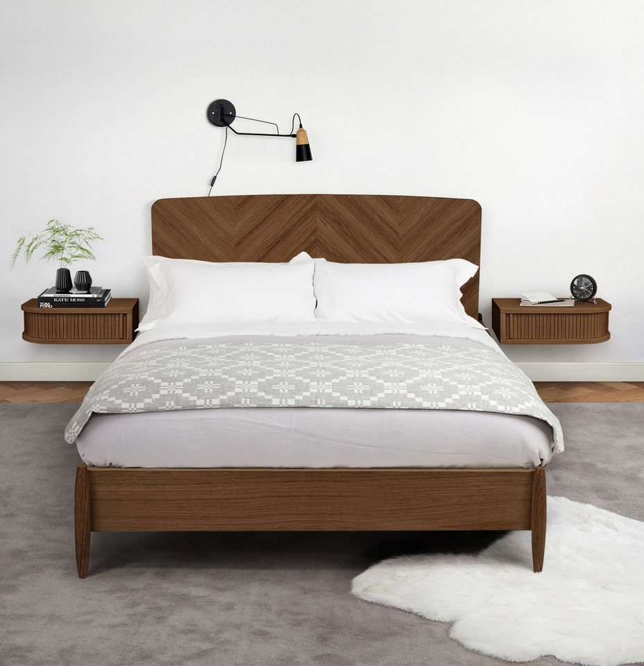 Woodman Nachttisch Farsta, Nako, Nachtkommode (Made in Europe), in 3 Farben, mit Tambourschiebetüren, mit Eichenholz furniert, FSC® – Bild 4 von 5