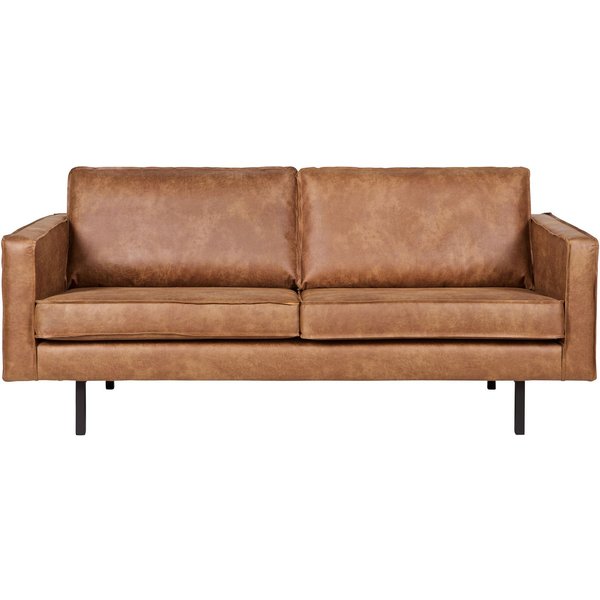 WOOOD 2,5-Sitzer Rodeo Bezug mit Zickzack-Federung, Metallbeine, H 85 x B 190 x T 86 cm, Recycling-Lederfaser-Verbundstoff, pfleigleicht, Tragkraft 200 kg