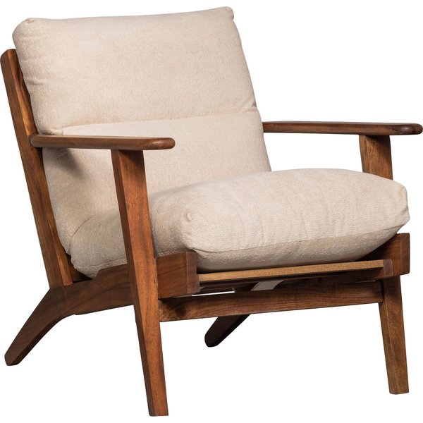 WOOOD Sessel Houston Akazienholz-Rahmen mit Bezug, H 86 x B 71 x T 71 cm, Bouclé-Bezug, Tragkraft 150 kg, einfach zu montierbar