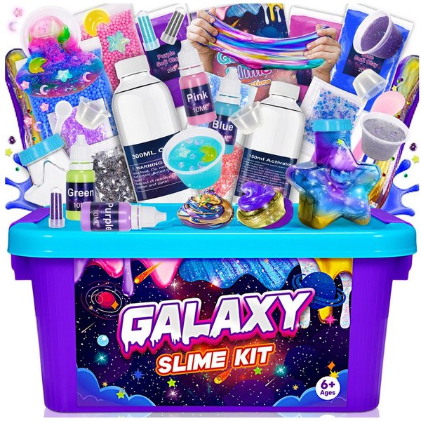 Wootoy Kreativset Experimentierkasten Schleim Bastelset Galaxy Einhorn DIY Slime Kit, (mit Glitzer Perlen und Zubehör zum Kreativen Gestalten, 1-tlg., Schleim-B