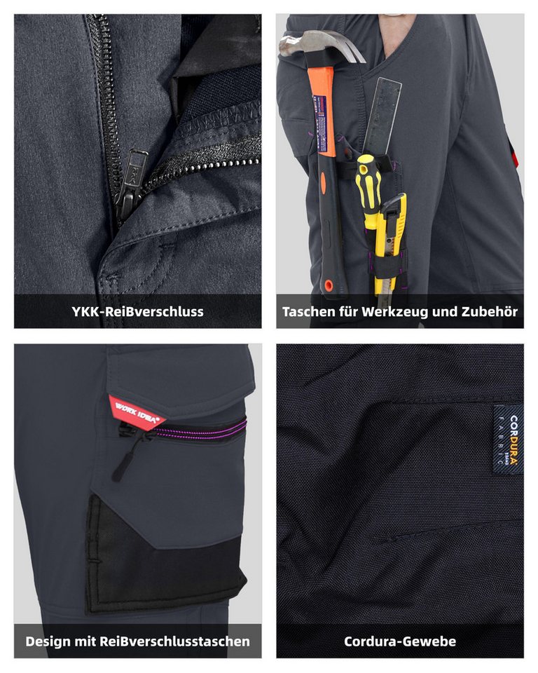 WORK IDEA Arbeitshose Damen Slim-Fit Stretch Arbeitshose, belastete Bereiche aus Cordura (1-tlg) strapazierfähige Eleganz für höchste Ansprüche – Bild 5 von 5
