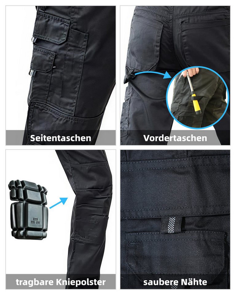 WORK IDEA Arbeitshose Herren Camouflage Cargohose mit Kniepolstertaschen (1-tlg) – Bild 5 von 5