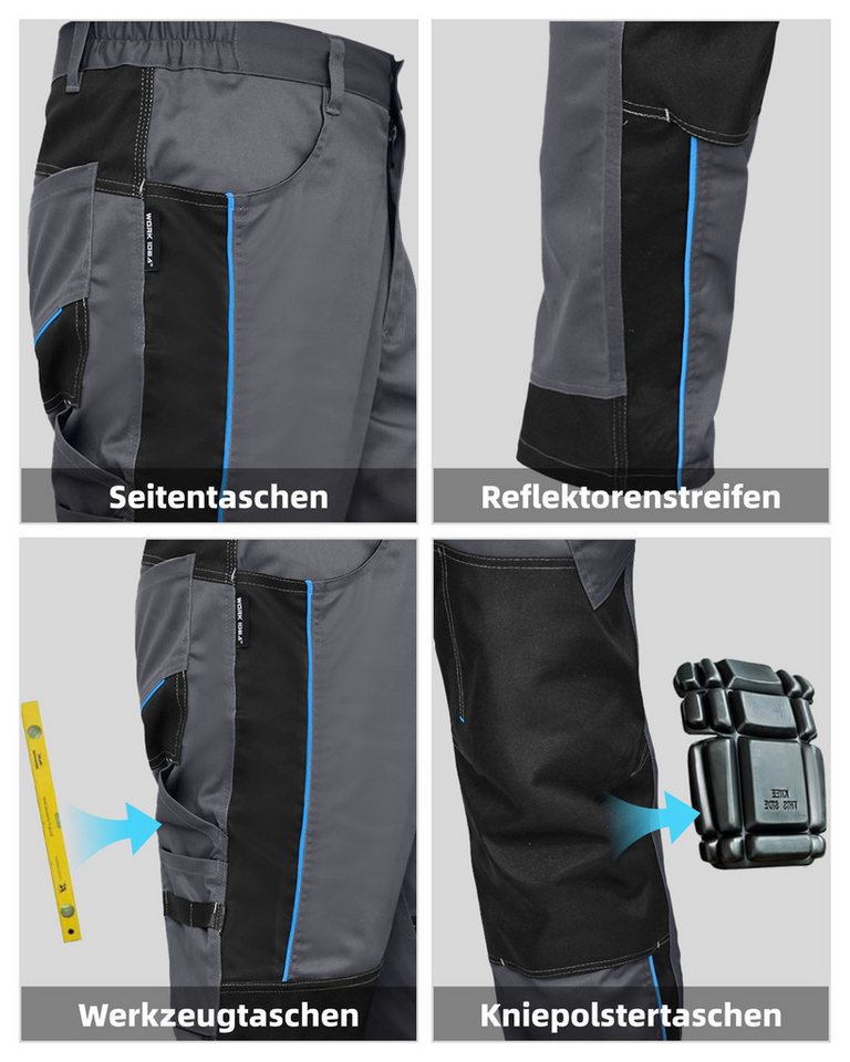 WORK IDEA Arbeitshose Herren Slim-Fit Arbeitshose, belastete Bereiche aus Cordura (1-tlg) strapazierfähige Eleganz für höchste Ansprüche – Bild 5 von 5