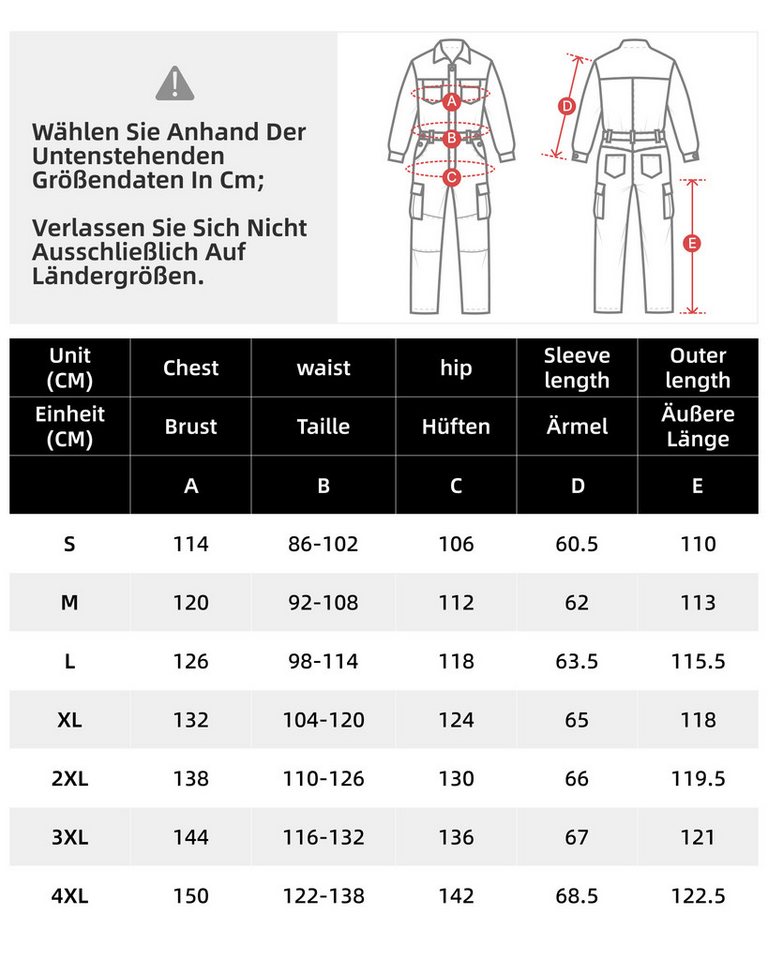 WORK IDEA Arbeitsoverall Herren, Arbeitshose Herren Premium aus 100% Baumwolle (1-tlg) für Bauarbeiter, Handwerker und Heimwerker – Bild 4 von 5