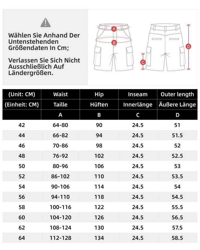 WORK IDEA Arbeitsshorts Herren kurz kurze Arbeitshose Sommer Stretch Arbeitshose (1-tlg) mit zahlreichen Taschen Werkzeugtaschen – Bild 4 von 5