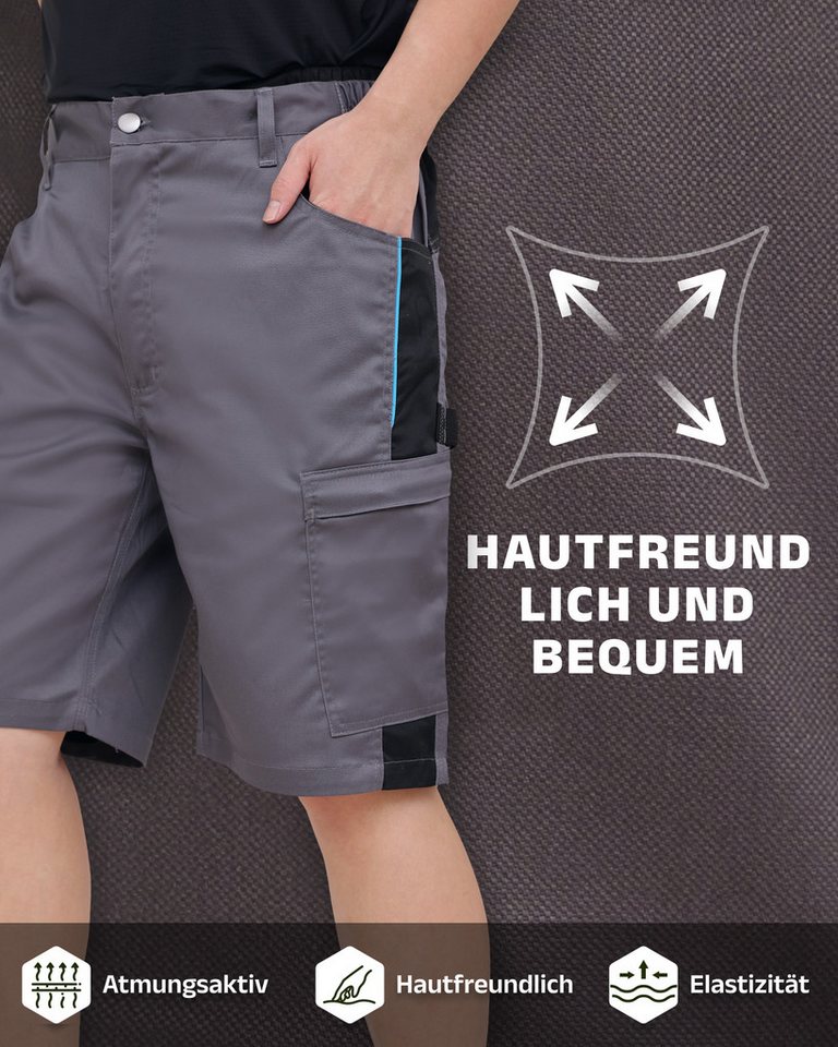 WORK IDEA Arbeitsshorts Herren kurz kurze Arbeitshose Sommer Stretch Arbeitshose (1-tlg) mit zahlreichen Taschen Werkzeugtaschen – Bild 5 von 5