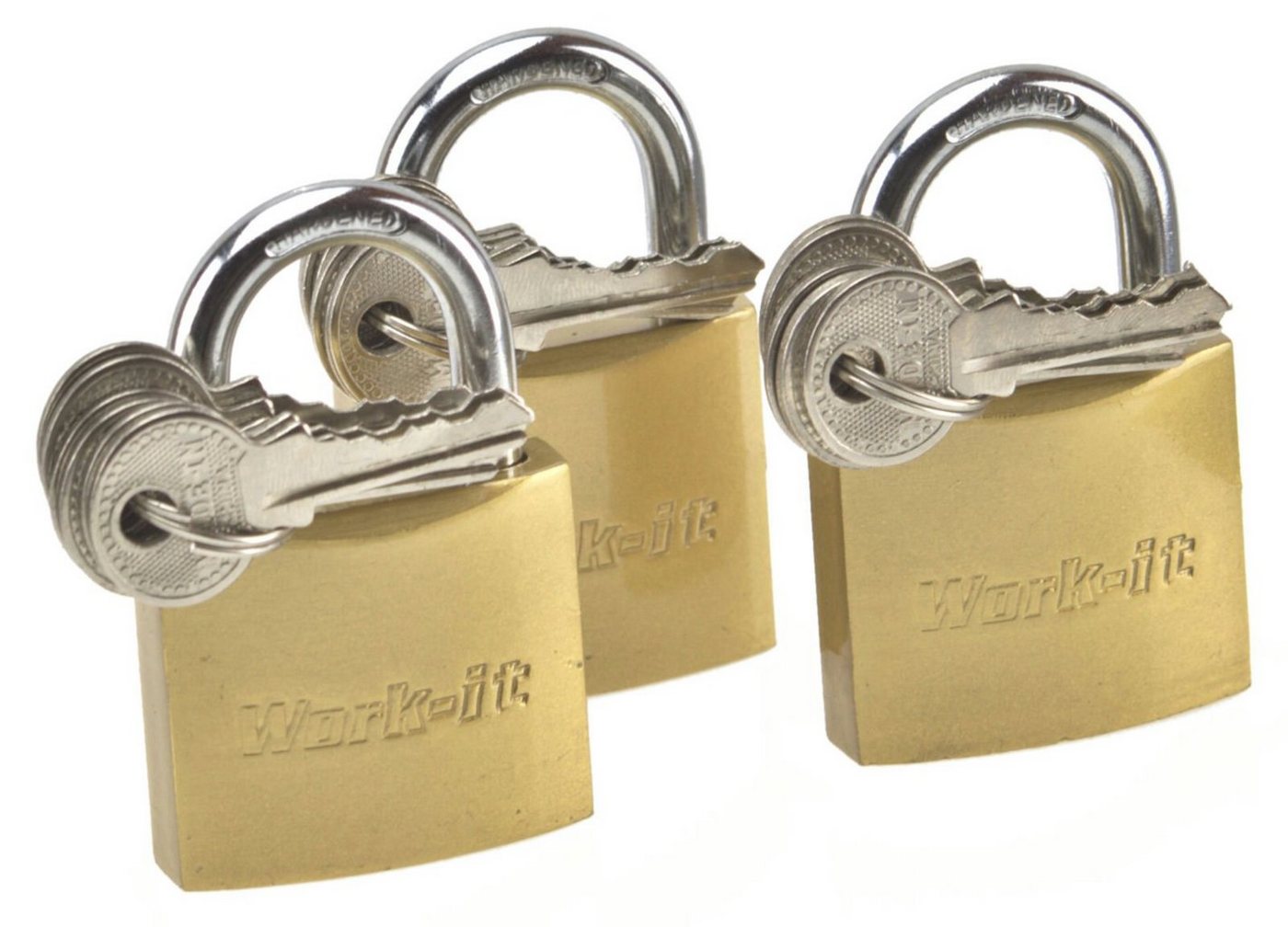 Work-it Vorhängeschloss Vorhangschloss 3er Set 30mm gleichschließend, (3-tlg), 3 Schlösser, 18 Schlüssel – Bild 2 von 2