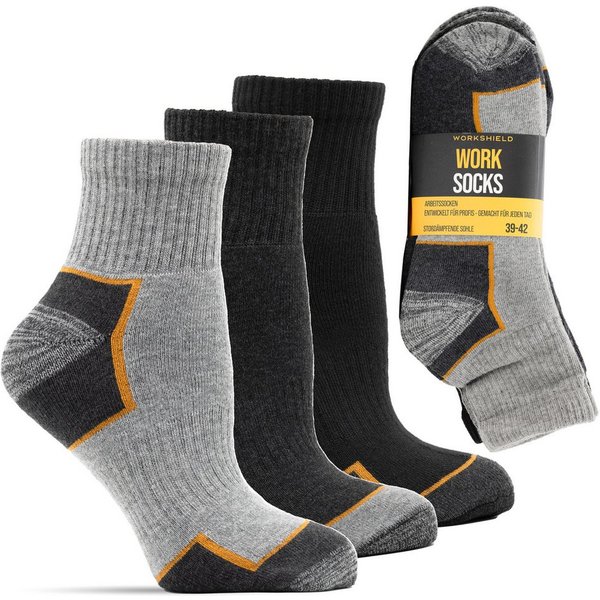 WORKSHIELD Arbeitssocken Herren – Robuste & gepolsterte kurze Socken, atmungsaktiv, (10-Paar) verstärkte Ferse & Spitze, perfekter Sitz, für Arbeit & Alltag